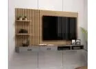 Modern Wooden TV Unit with Cabinet for Living Room Décor