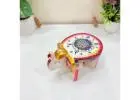 Decorative Emboss Painted Wooden Elephant Stool – Handcrafted Ethnic Art Piece