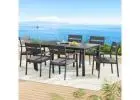 Elegant 7-Piece Black Aluminium Outdoor Dining Set