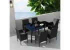 Elegant Black Wicker 6-Seater Outdoor Dining Set