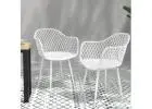 Elegant 4PC White Outdoor Dining Chairs for Patio & Garden