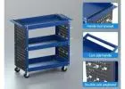 Giantz 3-Tier Tool Cart Storage Trolley with Pegboard Hooks Blue