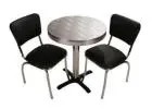 Find real metal banding with a chrome column base with our Diner tables and chairs
