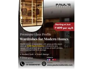 Luxury Interior Designers in Bangalore | Reach in wardrobes floor to celling [glass profile door]