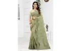 Elegant Green Net Sarees for Parties, Receptions, Events